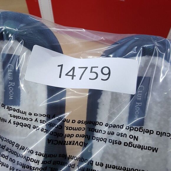 CLUB ROOM Mens Slide Slippers Size 6 - 7 Blue Plaid Sherpa Lined Plush Comfort - Picture 6 of 6